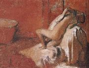 Lady toweling off her body after bath Edgar Degas